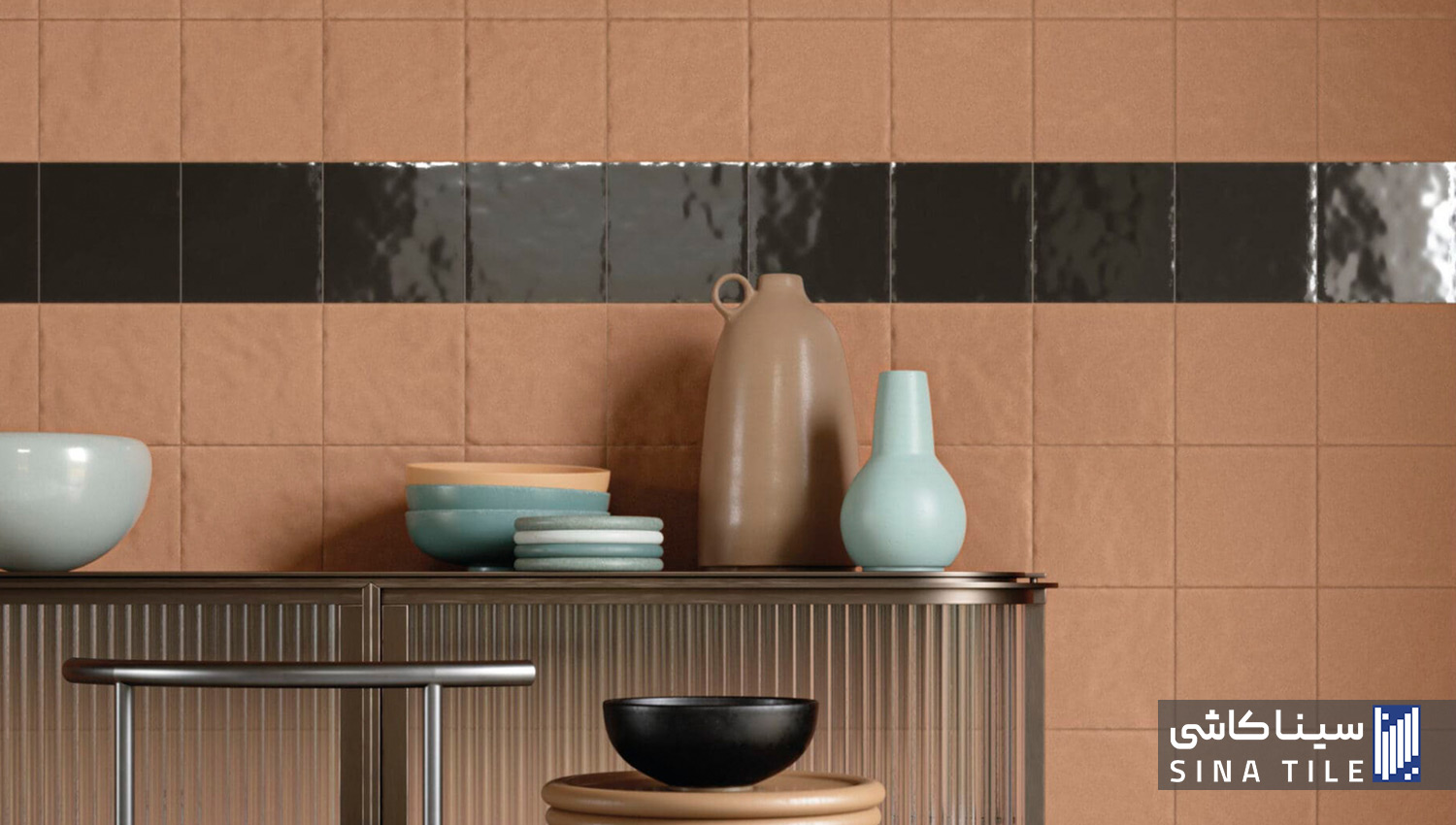 کاشی بین کابینتی ترکیب کاشی و استیل