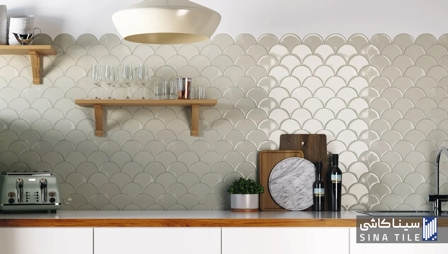 کاشی بین کابینتی خنثی و خاکی