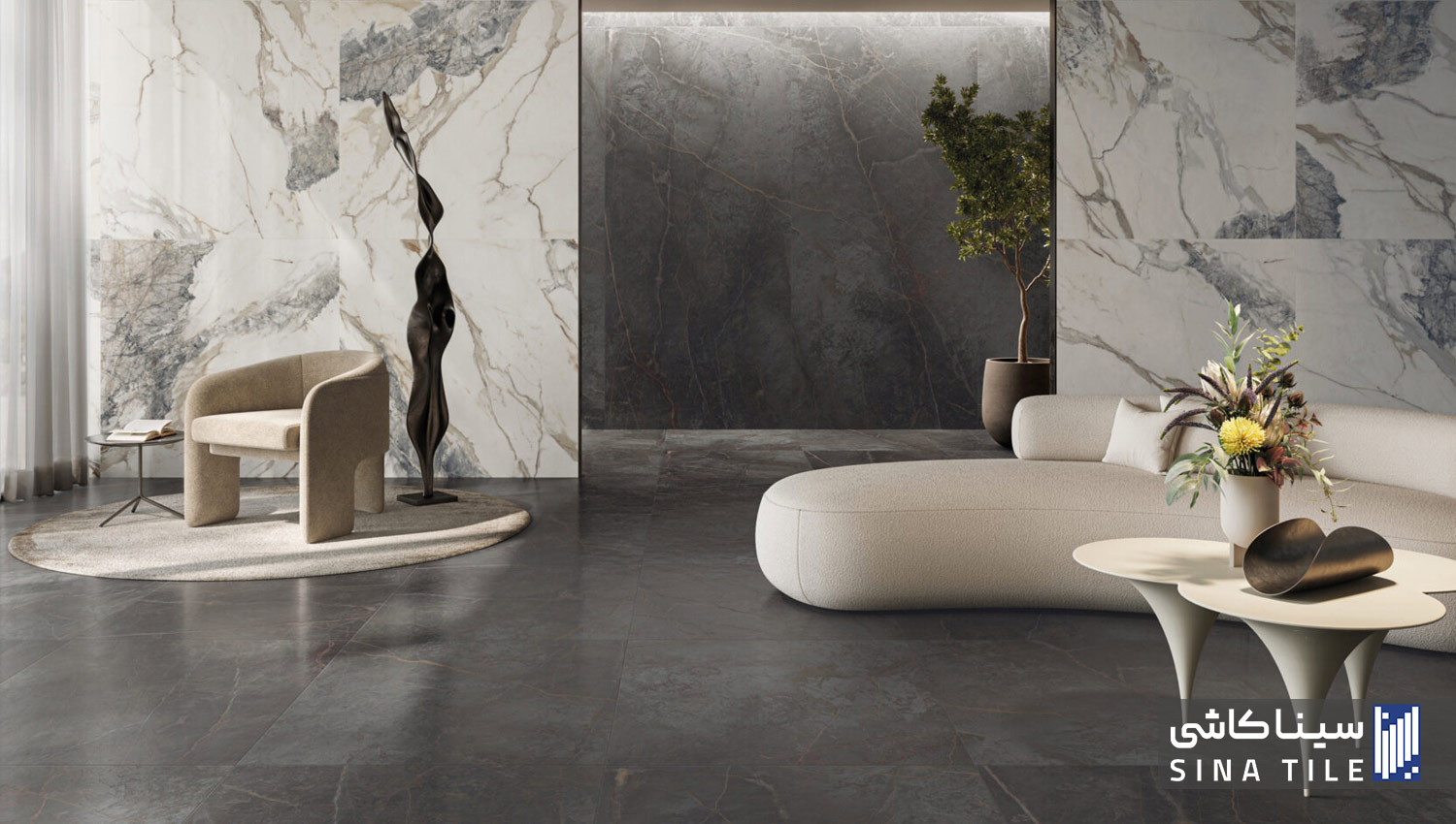 البلاط الداكن المناسب للمساحات ذات التعرض العالي للإضاءة الطبيعية